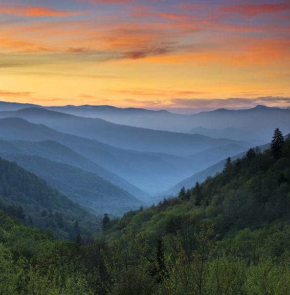 Virginia mountains at sunset